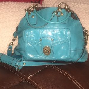 Coach legacy turquoise patent leather Francine bag